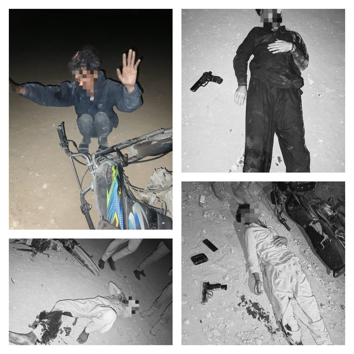 KarachiPolice_'s tweet image. ویسٹ مومن آباد، رحیم شاہ کالونی K-2 پہاڑی کے قریب پولیس مقابلہ۔ دوطرفہ فائرنگ میں 3 زخمی اور 1 بلا ضرب سمیت 4 ملزمان گرفتار۔
اسلحہ، موبائل فونز، نقدی اور 2 موٹرسائیکلز برآمد۔ زخمی ملزمان اسپتال منتقل، قانونی کارروائی جاری۔

#PoliceAction #Karachi #CrimeReport #LawAndOrder