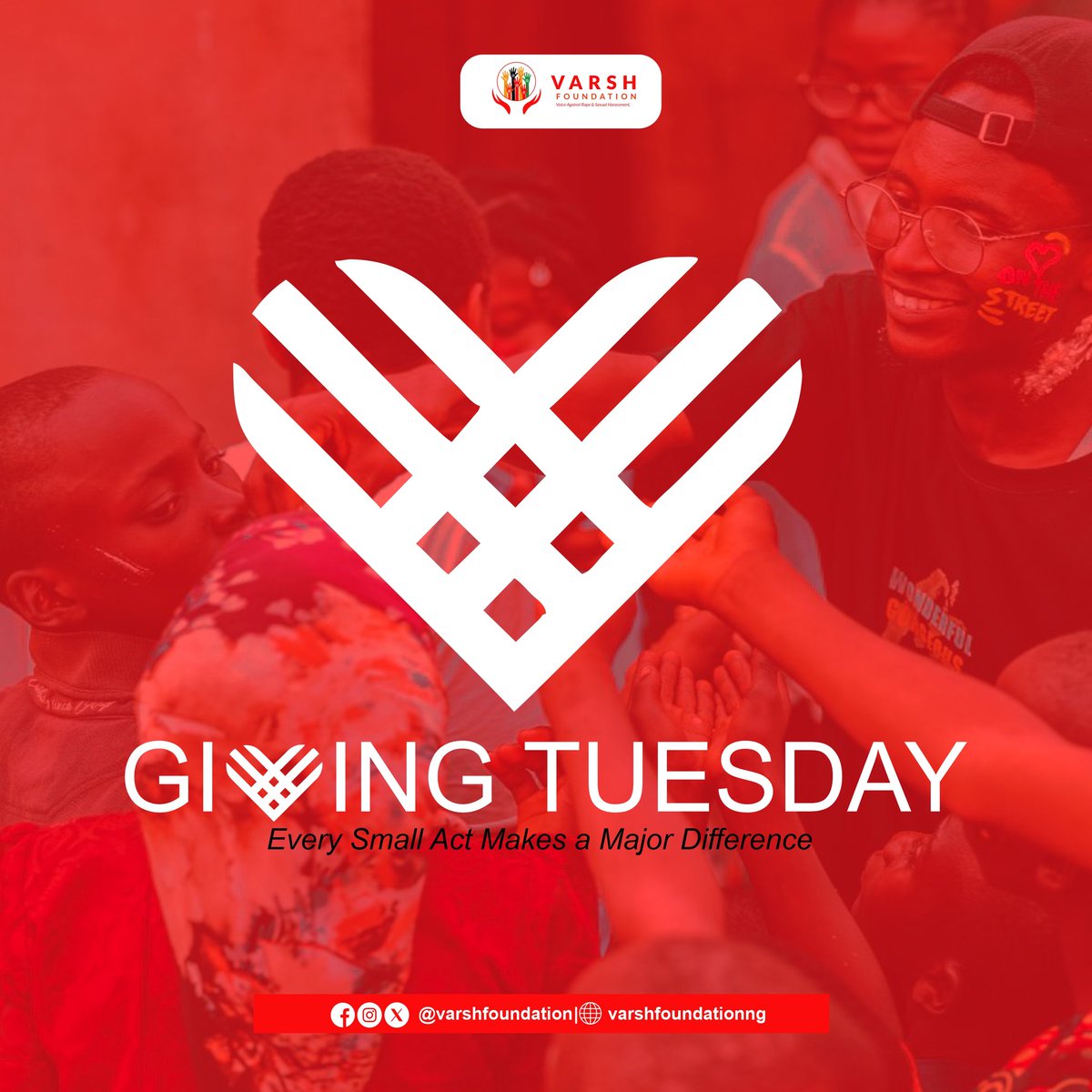 Today, we choose generosity.
Every act of giving strengthens a survivor, lifts a child, and pushes our mission forward.
No contribution is too small, together, we create real change.
Happy Giving Tuesday from VARSH Foundation.

#VARSHObservances