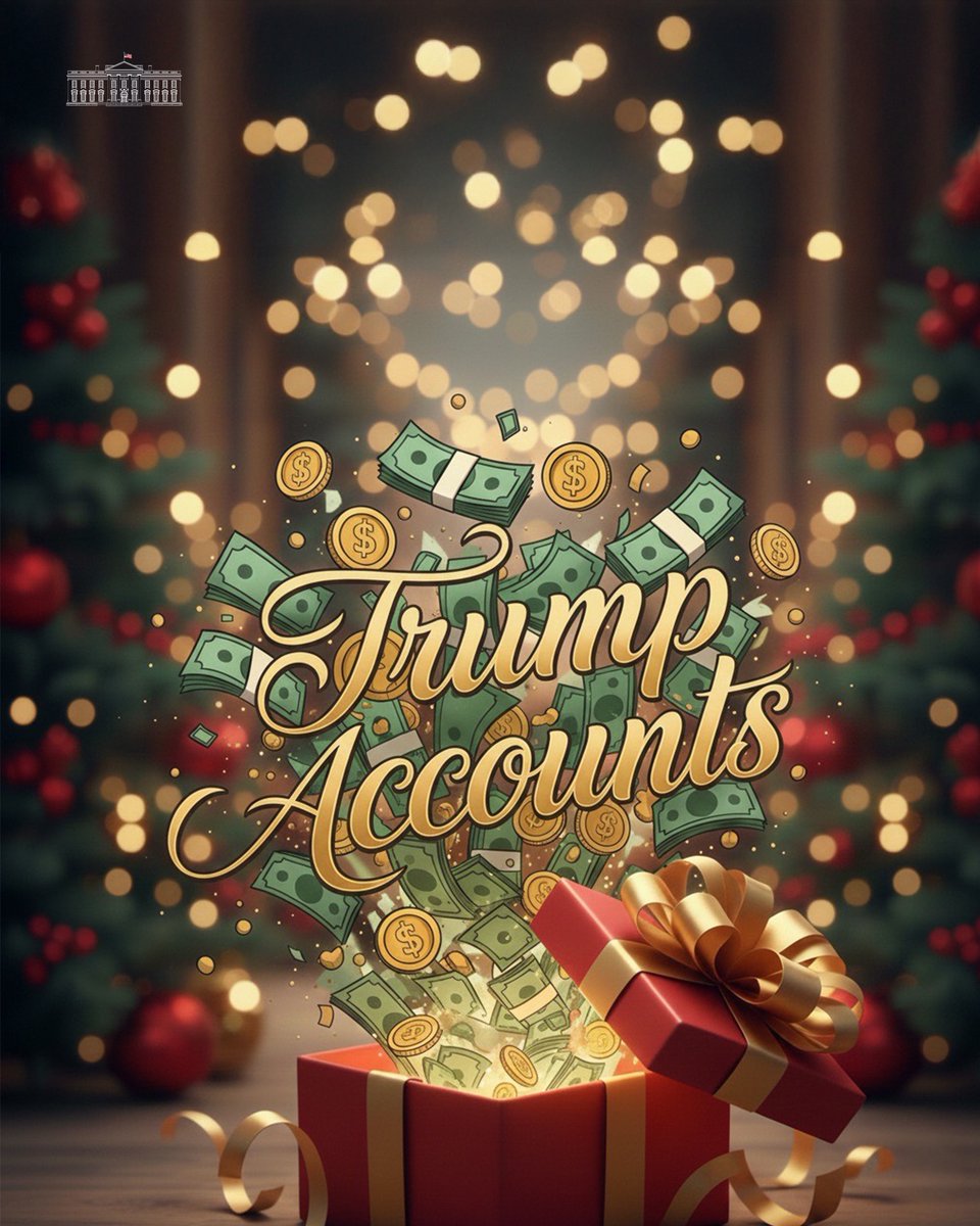 WhiteHouse's tweet image. TRUMP ACCOUNTS ARE HERE. 

President Donald J. Trump just unveiled details on the game-changing savings tool for every American child and the historic commitment by Susan &amp;amp; @MichaelDell to invest $6 BILLION! 

HUGE for America’s future! 💰🇺🇸