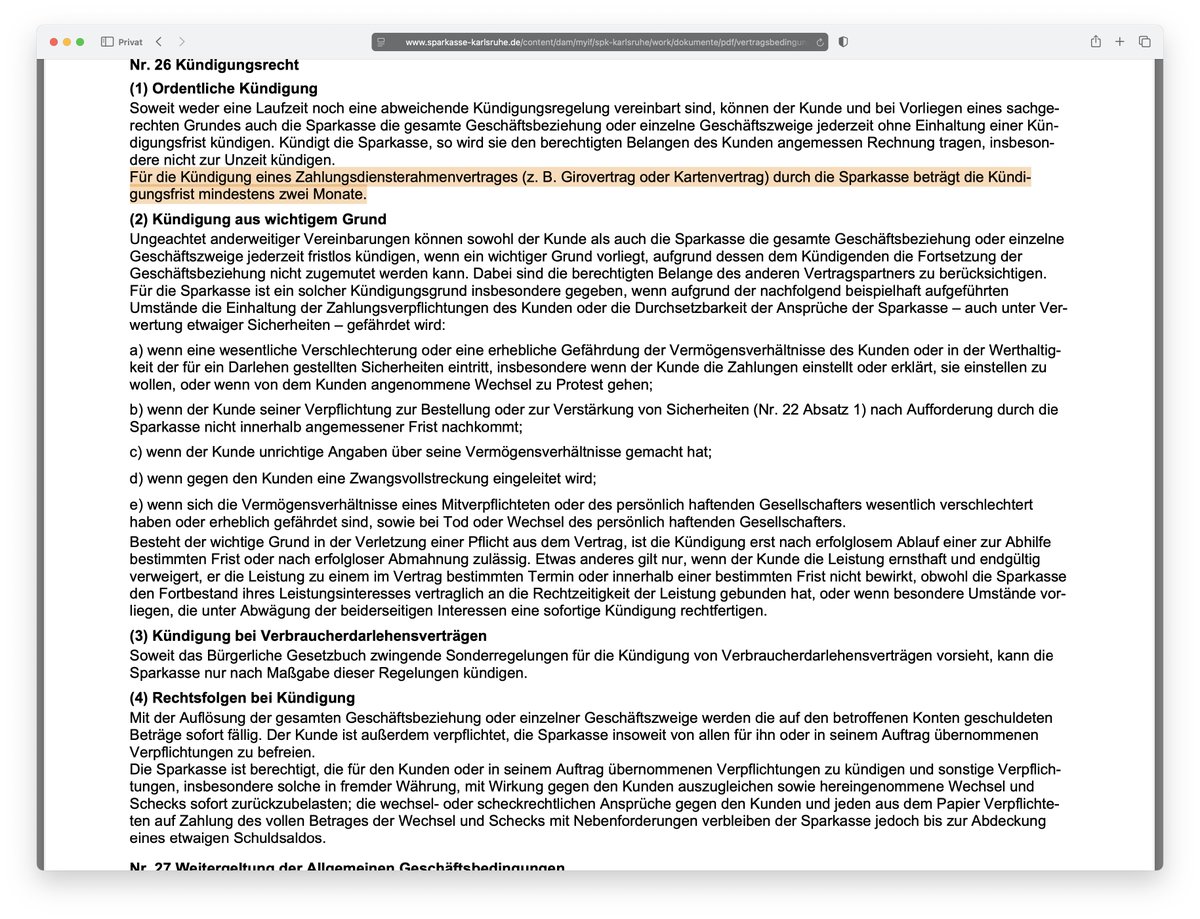 Ein gewisser Flavio von Witzleben suggeriert, seine Bank habe ihm aus politischen Gründen das Konto gekündigt. 

Schauen wir uns Ganze einmal an. Er schreibt:

„Die Sparkasse Karlsruhe hat ohne Angabe von Gründen mein Geschäftskonto gekündigt. Ich hatte seit jungen Jahren bei
