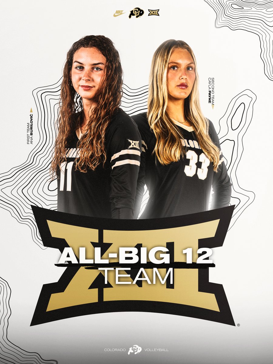 CUBuffsVB's tweet image. 𝐀𝐥𝐥-𝐁𝐢𝐠 𝟏𝟐 𝐓𝐞𝐚𝐦𝐬🦬: Ana Burilović and Cayla Payne
Burilović was named to the All-Big 12 First Team and Payne to the Second Team. Congrats, Buffs!!

#GoBuffs // #CUBuffsVB