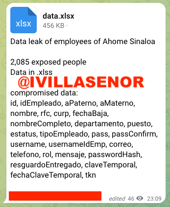 ⚠️ | Ciberdelincuentes exponen a funcionarios de Sinaloa al filtrar sus datos personales

El mismo día que el <a href="/senadomexicano/">Senado de México</a> declaró oficialmente a octubre como «mes de la ciberseguridad», un grupo criminal filtró datos sensibles de más de 2 mil funcionarios del municipio de