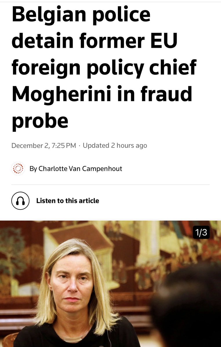 Wow ‼️ Belgian police on Tuesday detained former European Union foreign policy chief Federica Mogherini and a current senior EU diplomat Stefan Sanjunkta as part of a fraud investigation that included raids at several sites.

Mogherini and Sannino, both Italian nationals, are