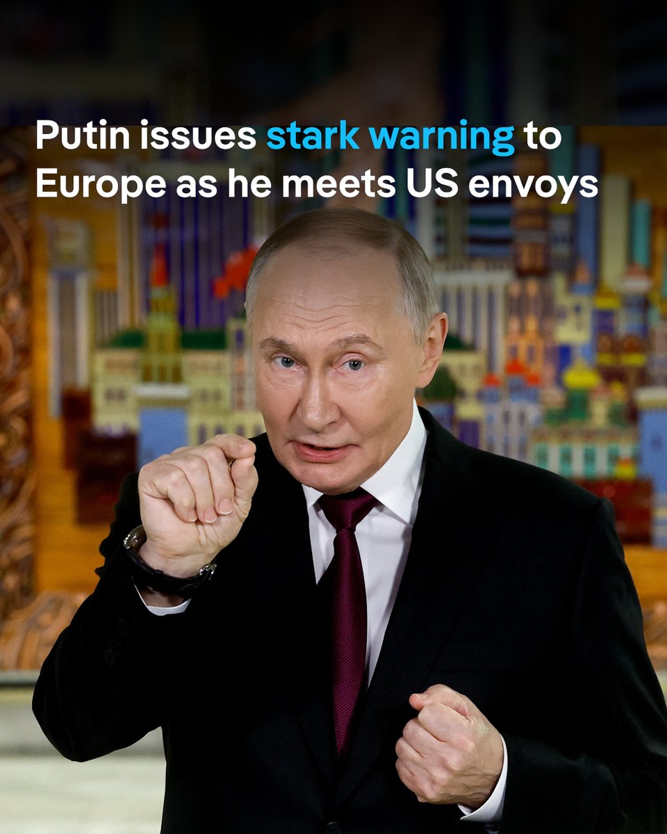 dwnews's tweet image. President Vladimir Putin says Russia is "ready" for war if Europe seeks one, accusing European leaders of trying to sabotage a peace deal with Ukraine.

His comments came before meeting US envoys in Moscow to discuss a proposed peace plan to end the war in Ukraine.

Putin said…