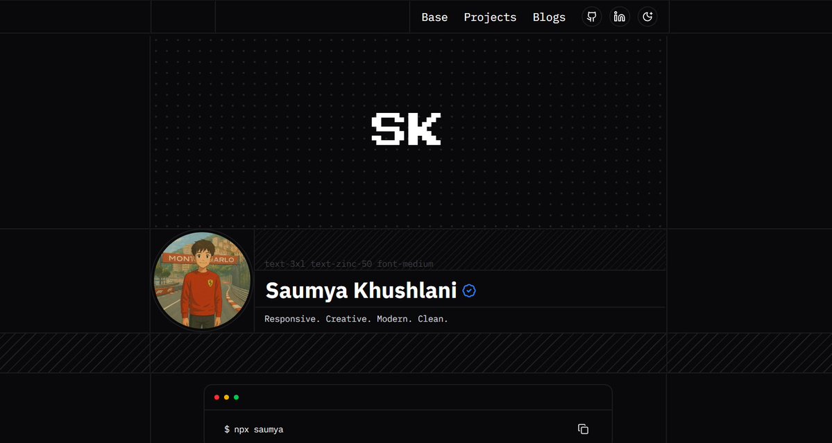 SaumyaK44's tweet image. Finally launched my new portfolio website!
Took some time, but happy with how it turned out.
Check it out and rate it out of 10 👇😄
saumyakhushlani.vercel.app

#portfolio #coding #reactdev #frontenddeveloper #webdesign #devlife