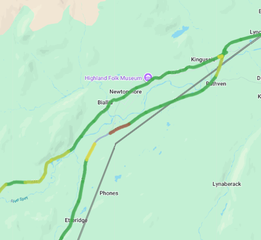 trafficscotland's tweet photo. ❗️UPDATE ⌚️20:16
🗺️#A9 Newtonmore
⛔️The #A9 remains ⛔️CLOSED in BOTH DIRECTIONS⛔️ at the Ralia café due to a road traffic collision
🚗Drivers should use diversion:
N/B #A889 > #A86 > #A9 at Kingussie
S/B #A9 at Kingussie > #A86 > #A889
Diversion 19.6 miles
#ExpectDelay https://t.co/DnC5lsdJMv