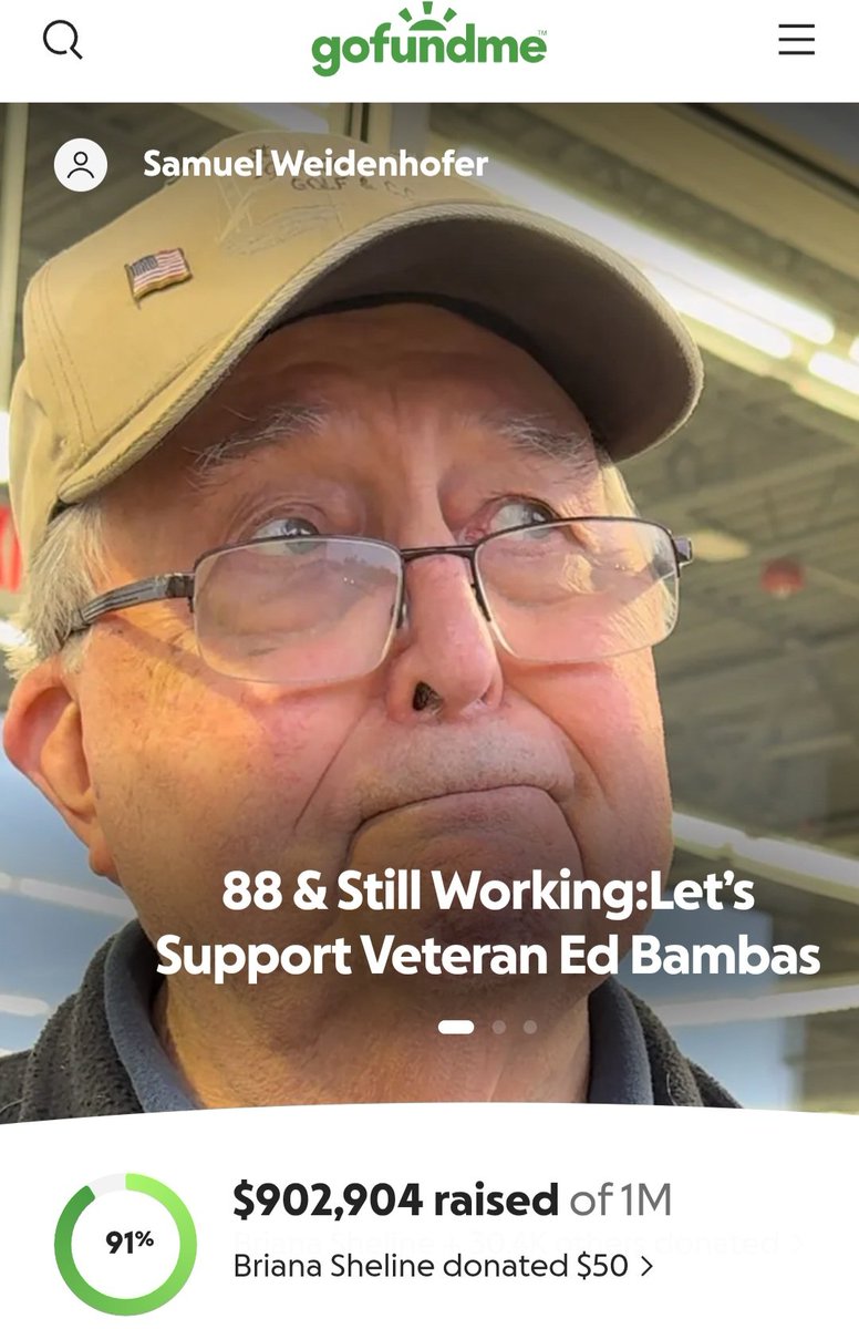🚨 NEW: 88-year-old Army veteran Ed Bambas has worked 8-hour shifts 5 days a week at a Detroit convenience store because GM’s bankruptcy wiped out his pension &amp; he spent his life savings and sold his house to care for his late wife.

One TikTok changed everything.

In 24 hours,