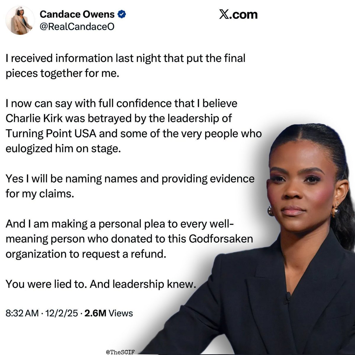 Looks like Candace Owens is ready to burn it all down.

The TRUTH will ALWAYS PREVAIL.🔥