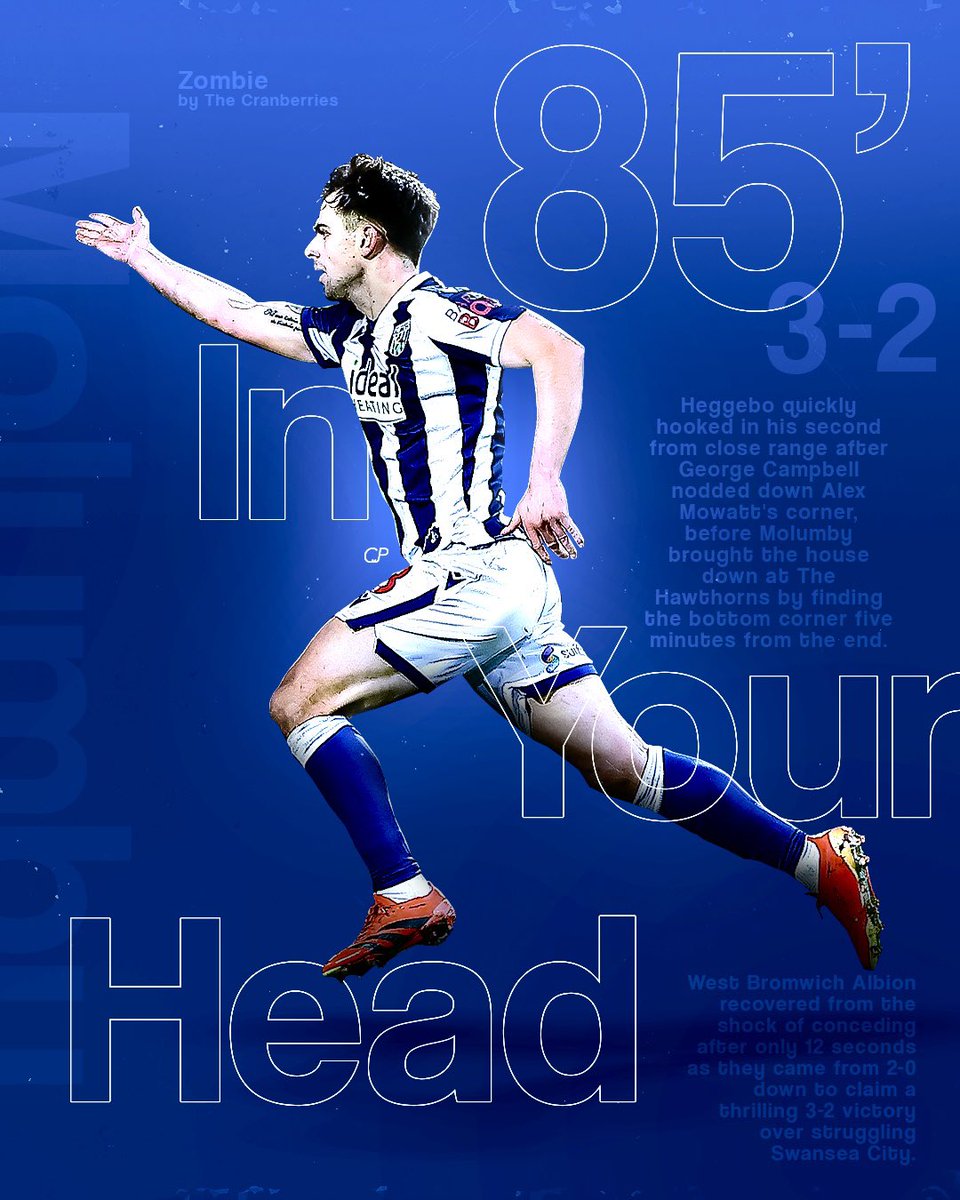 IN. YOUR. HEAD. #molumby #wba #westbrom #westbromwichalbionfc #sportsdesign #efl #zombie #cranberries #graphics #baggies