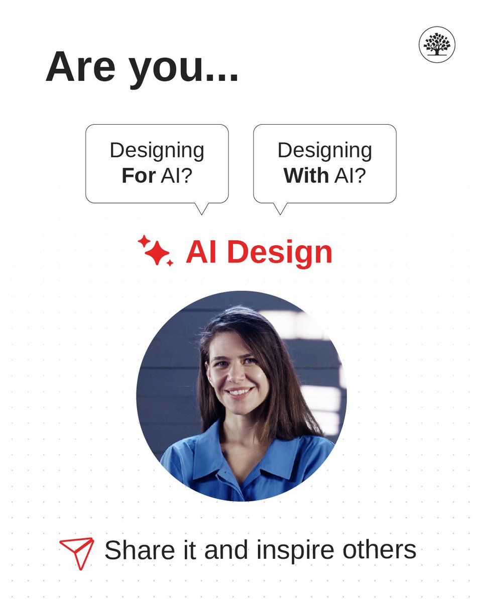 You can shape AI and use it to level up your career. 🤖✨ 

You can broadly divide AI + design into two categories: 

✏️🤖 Designing for AI: How you design products with AI features. 
Think: chatbots, AI assistants, smart features. 

You’re defining new interactions, new