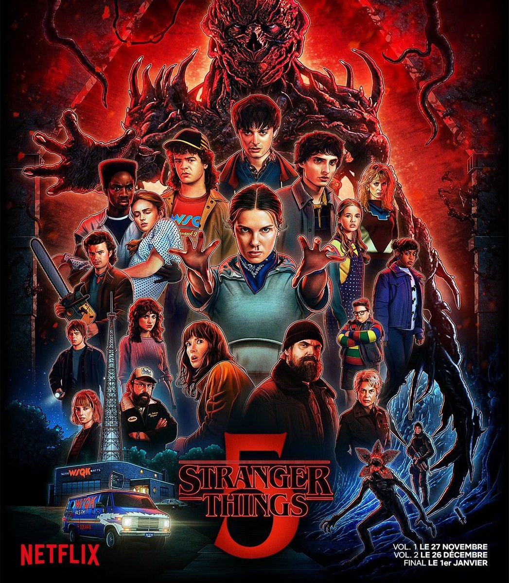 ztnm01's tweet image. Carton d’audience pour le volume 1 de la 5ème et dernière saison de « STRANGER THINGS » ! 🤯

Avec 59,6 millions de vues durant ses 5 premiers jours, le volume 1 réalise le meilleur démarrage pour une série anglophone dans l’histoire de Netflix. La série s’est également glissée…