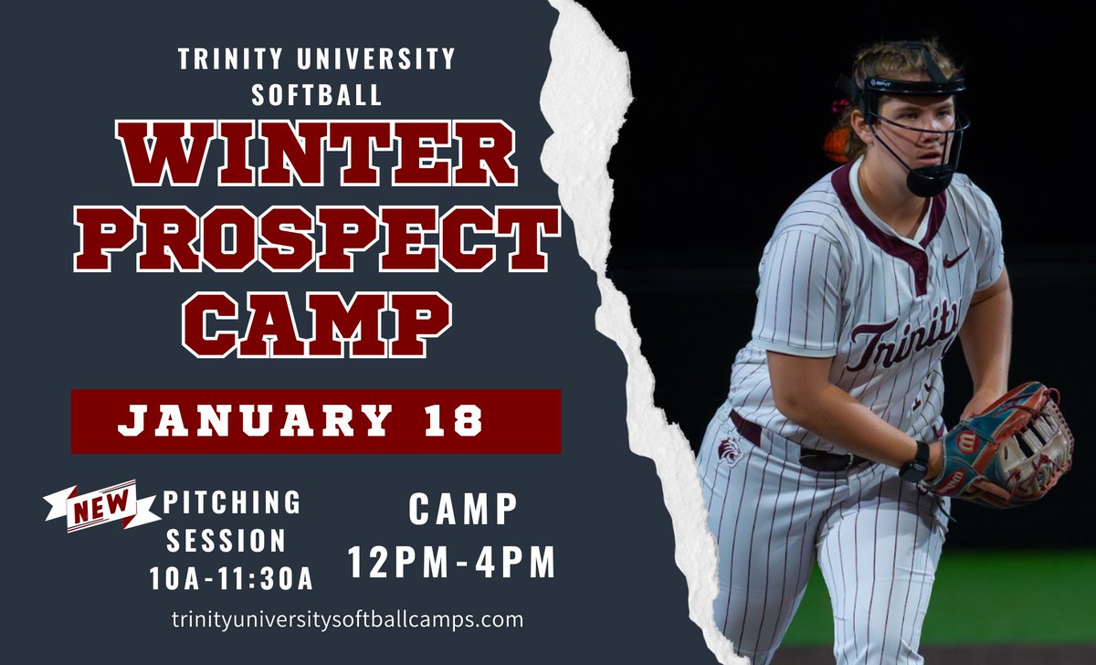 Don't sleep on our winter camp. We have added a pitching portion with Coach Priscilla Riser! 

trinityuniversitysoftballcamps.com