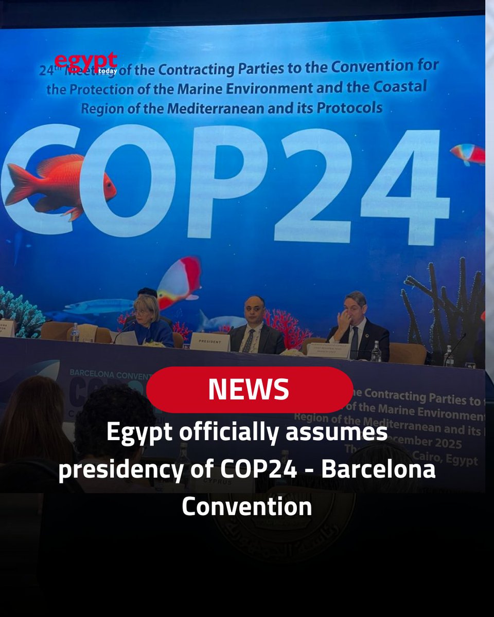 EgyptTodayMag's tweet image. Egypt officially assumed the presidency of the 24th Meeting of the Contracting Parties to the Barcelona Convention and its Protocols (COP24) on Monday, for a two-year term.

#Egypt #COP24 | #المناخ #مصر #مؤتمر_المناخ