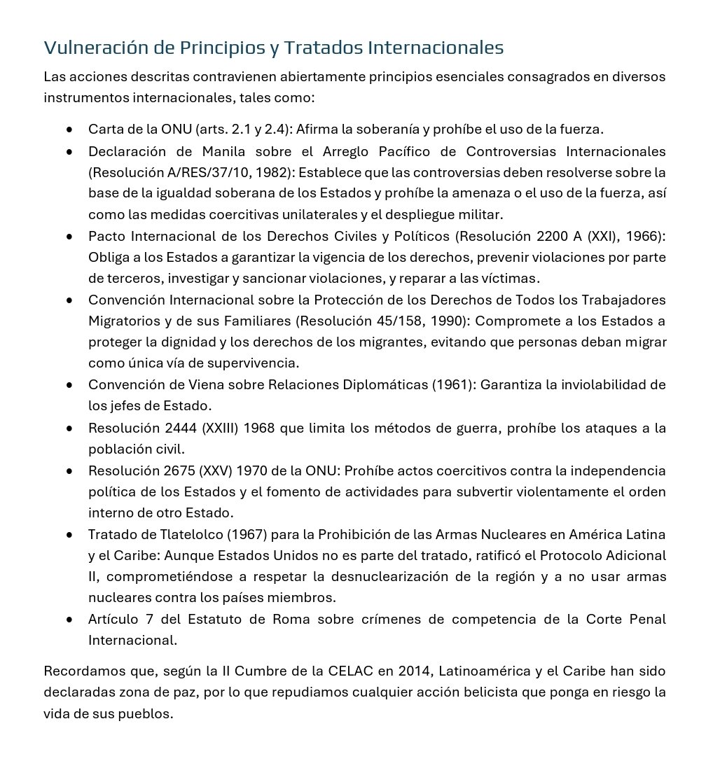 EnriqueSantiago's tweet image. ✍🏻🇻🇪 Ciento cincuenta juristas de todo el mundo hemos firmado una carta dirigida a la OEA pidiendo el fin de la agresión de Trump a Venezuela y el respeto del derecho internacional por los Estados Unidos.