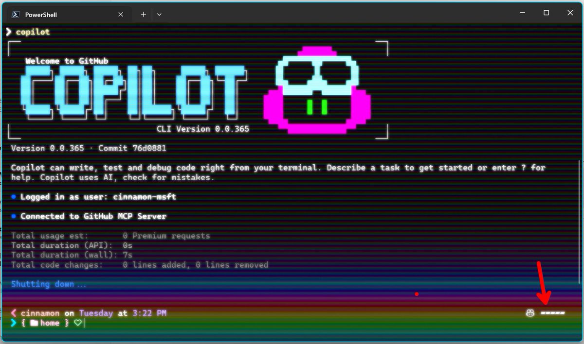 cinnamon_msft's tweet image. All the copilot things are happening @jandedobbeleer #ohmyposh #GitHubCopilot