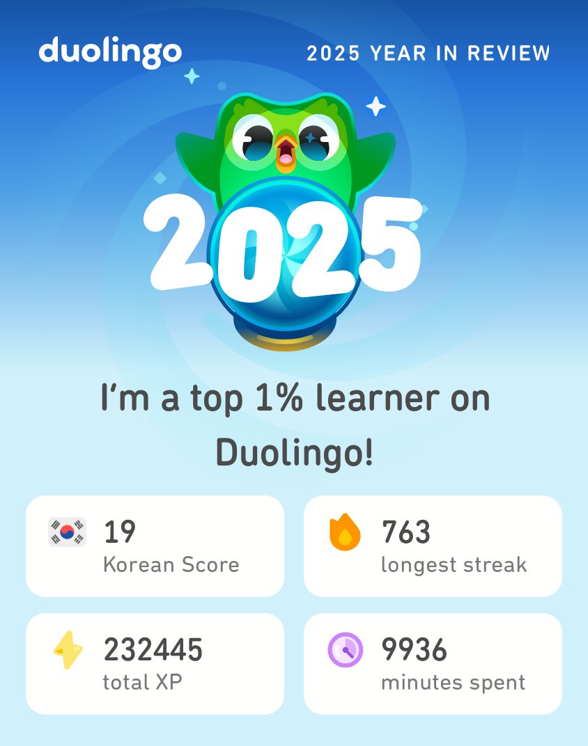 Davidci13x's tweet photo. My 2025 Duolingo stats are in! How did you do? #Duolingo365 https://t.co/fdvOtExvrT