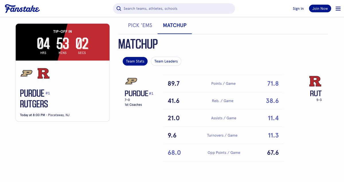 FanstakeHQ's tweet image. No. 1 Purdue makes the trek to Piscataway for a matchup against Rutgers to begin league play. Tipoff at 8 PM EST.    All the game and player props here: fanstake.com/mens-college-b… 

Purdue -15.5 
Over/Under 145.5 Total Points  

POINTS
Braden Smith (Purdue) — Over/Under 14.5 Points…