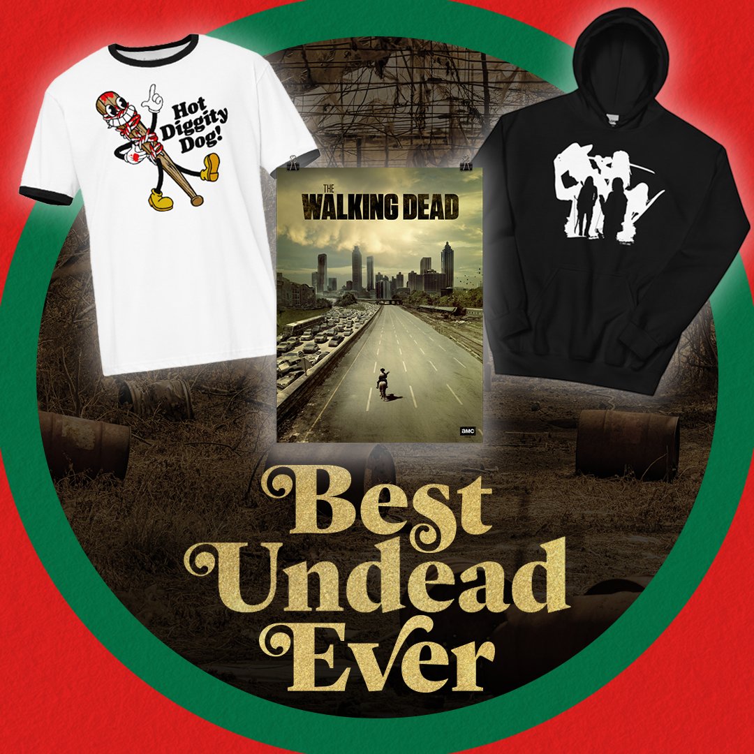 WalkingDead_AMC's tweet photo. Survive the holidays, #TWDFam! 🎄

Shop the Best Undead Ever merch! Use code CMBF30 for 30% off.
https://t.co/pXCLS6SVOR https://t.co/bOTR7k8C0o