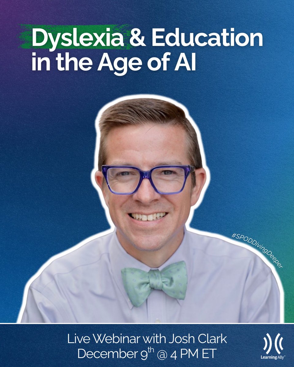 Learning_Ally's tweet image. What does AI really mean for students with dyslexia and other learning differences?

In this Diving Deeper session, Josh Clark breaks it down with strategies, frameworks, and future-ready insights.

 Register now: bit.ly/AI-LD-webinar

#LearningAlly #Dyslexia #AI