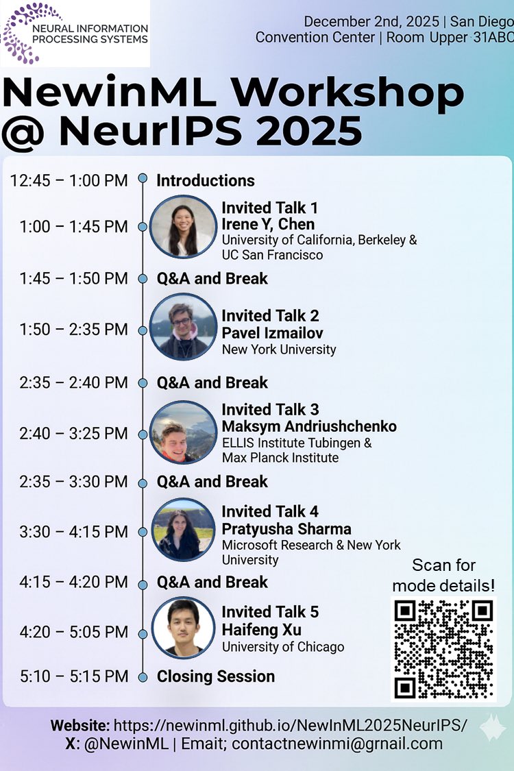NewInML @ NeurIPS 2025 tweet media