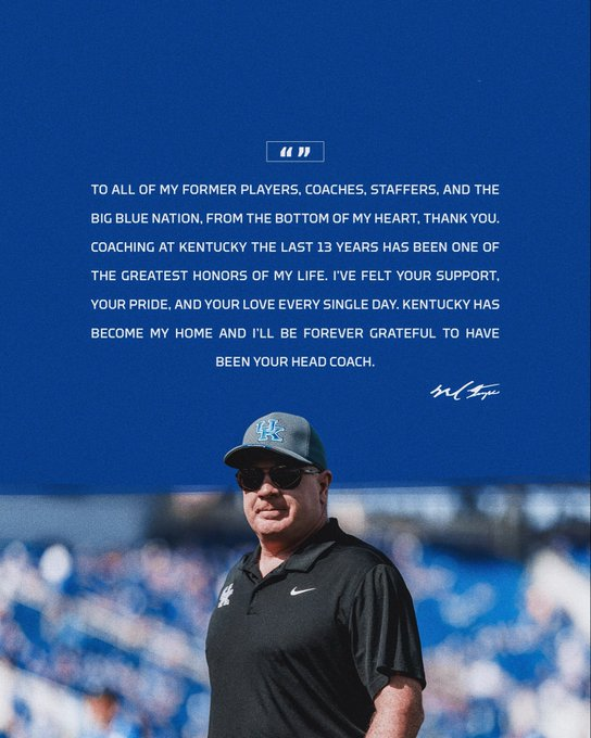 KSRonX's tweet image. Mark Stoops thanks BBN for 13 years of support at Kentucky. 

on3.com/teams/kentucky…