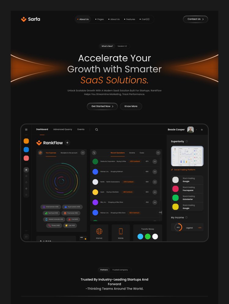 ideapeel's tweet image. New Webflow template live today → Sarfa ⚡

Dark, premium, SaaS-focused.
High-conversion hero + dashboard showcase.

Built for founders who want credibility on Day 1.

Preview in comments.
#webflow #saasdesign #UIUXDesign