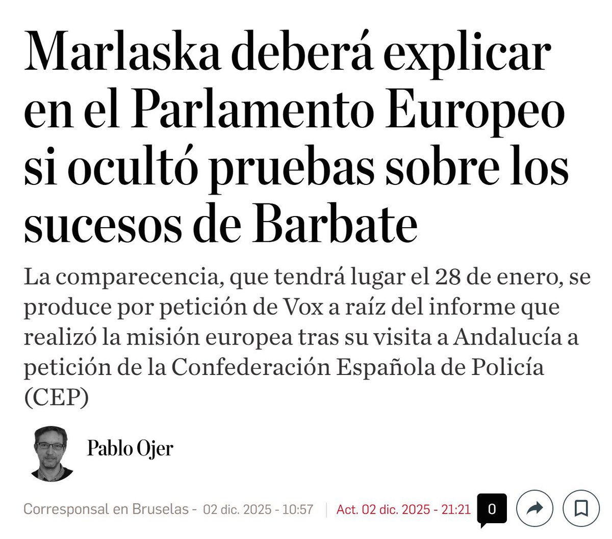 🗞️ Ya era famoso en España por negarse a proteger mejor a los policías. Ahora, gracias al trabajo <a href="/cep_cepolicia/">CEP</a>, están empezando a conocer en Europa a #MarlaskaDimite. En breve recibirá la citación de Bruselas.

👨🏻‍💻 Lo cuenta <a href="/pabloojer/">Pablo Ojer 🇪🇺</a> en <a href="/eldebate_com/">El Debate</a>: goo.su/tZSvo
