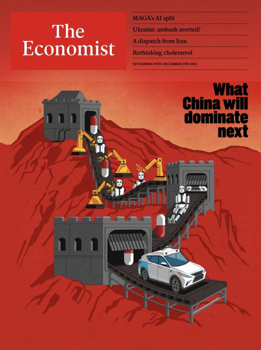 Afiri1789's tweet image. 𝗧𝗵𝗲 𝗘𝗰𝗼𝗻𝗼𝗺𝗶𝘀𝘁 — 𝘚𝘱𝘦𝘦𝘥 : la #Chine fonce, le monde regarde. #Robotaxis, pharma, #IA : Pékin impose son rythme pendant que l’#Occident patine, coincé entre lenteurs et frilosité. À ce train-là, le futur ne se fera pas avec nous. Réveil obligatoire.
#SSTVI #ActuLive