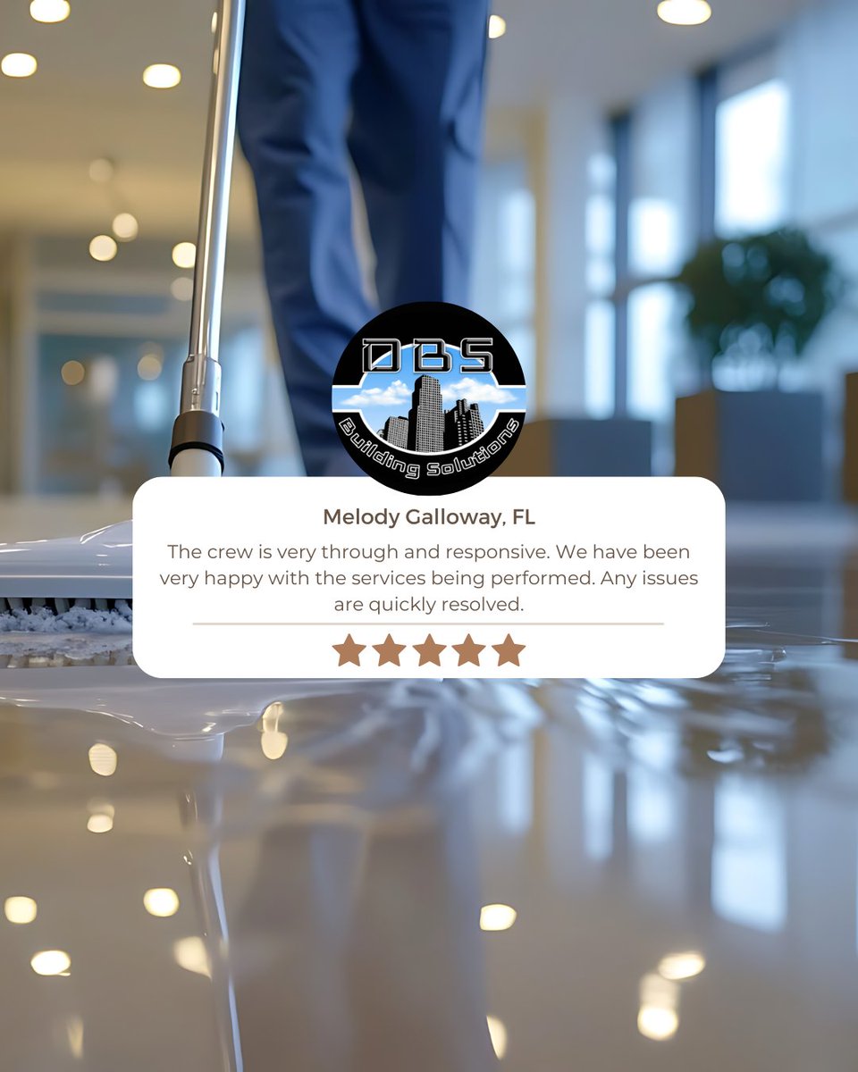 DBSCleaning's tweet photo. Customer Testimonial Tuesday!

Our satisfied customers speak volumes about our dedication to excellence and unmatched service.

Choose DBS Building Solutions for all of your commercial cleaning and building maintenance needs! https://t.co/nbq8w4nxad
