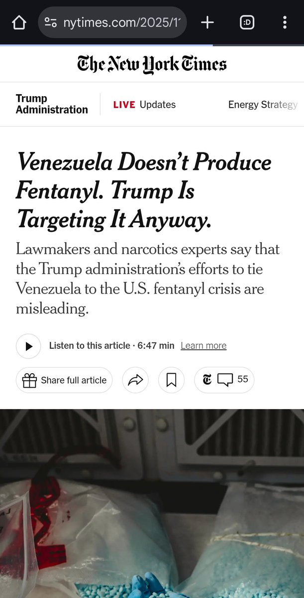 Fly_Sistah's tweet photo. Trump said he's been saving millions of Americans from fentanyl by murdering fishermen in Venezuela. Now suddenly it's cocaine? Venezuela doesn't produce fentanyl. https://t.co/9lcO8Oinuz