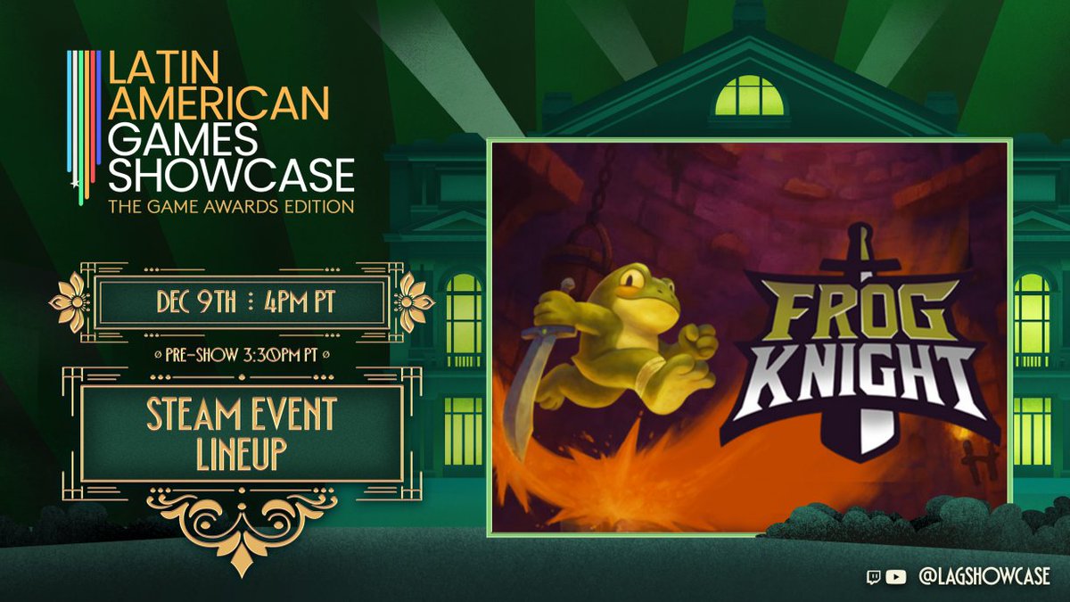 Frog Knight was selected for the Latin American Games Showcase 2025 – The Game Awards Edition Steam Event, running Dic 9–19 🐸⚔️  
Huge thanks to @lagshowcase for the opportunity and support. 
Thanks for being with us every jump! 💚
#LAGS2025 #indiedev #gamedev #TheGameAwards