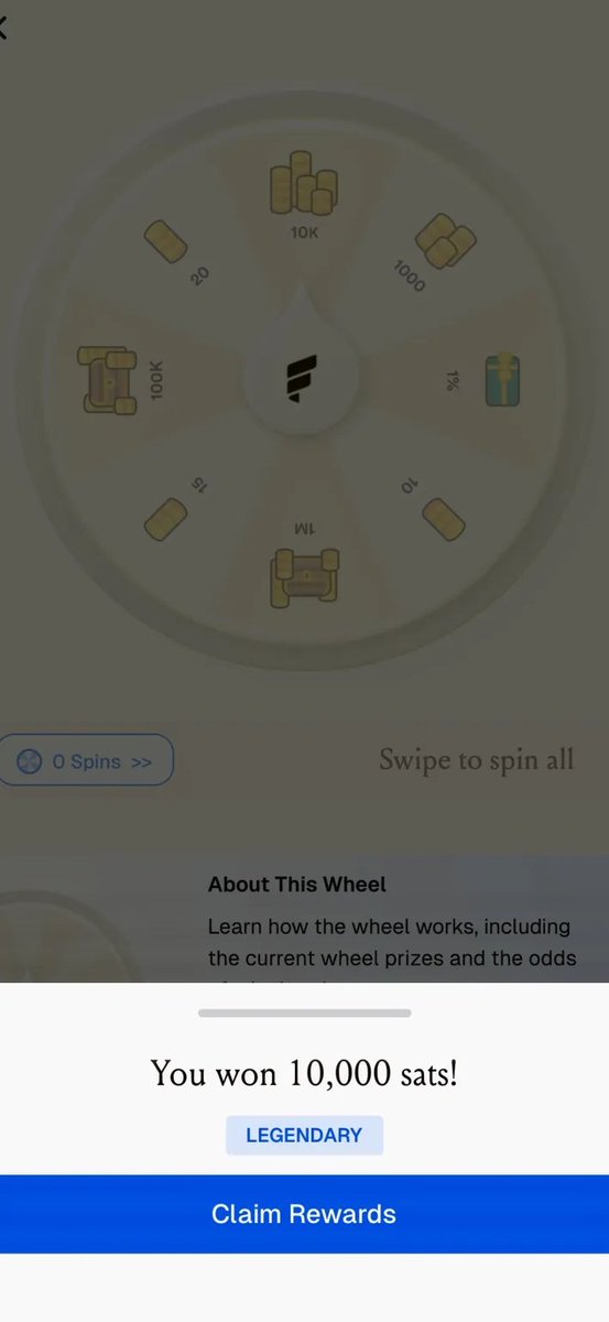 fold_app's tweet image. The sats are flowing!

Want to hit it big like our friends here?

Like/RT/QT/Comment on this post

100 = 1 Extra Spin for all Fold+ members
200 = 2 Extra Spins for all Fold+ members

Still looking for our first 1 Million sats winner 👀