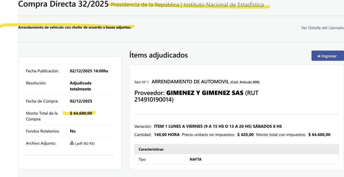 CHOFER: A través del Instituto Nacional de Estadística los URUGUAYOS pagamos $64.680 para 2 choferes con vehículos para una Planificación de Encuesta de VICTIMIZACIÓN 2025. Tomen el BUS, la recalcada!