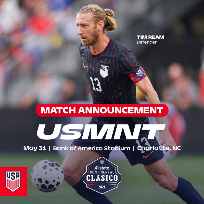 CharlotteFC's tweet photo. The Road to 2026 stops in Charlotte as the @usmnt prepares for the world stage this May! Let’s give them a send-off they’ll feel all the way to world's biggest tournament. 🇺🇸