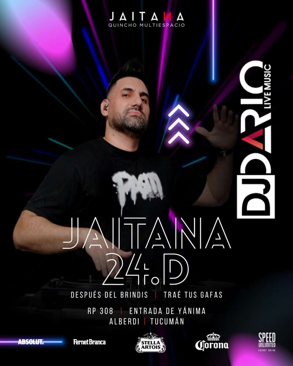 Alberto63842048's tweet photo. ¡Llega la fiesta que estabas esperando!
JAITANA 24.D

El 24 de diciembre vas a vivir una noche inolvidable! DJ's en vivo harán que la noche explote.
Trae tus gafas... Y no digas que no te avisamos.
Juan Bautista Alberdi. Tucumán https://t.co/wUQW29xloG