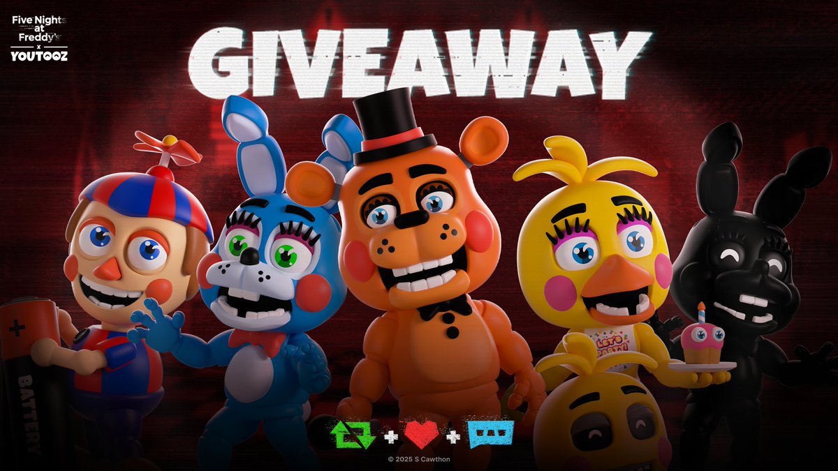 youtooz's tweet image. 🍕 #fnaf2  giveaway 🍕

to win the full set of figures dropping friday retweet &amp;amp; like this post then comment FNAFTOOZ 🧁 no limits on entries 

3 winners announced dec 5th ⏰ goodluck!