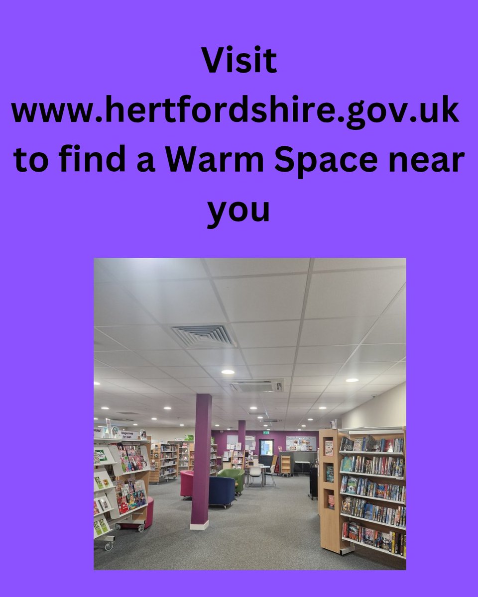 KnebCommLibrary's tweet image. As the weather is getting colder &amp;amp; the cost of heating is rising why not visit a Warm Space in Herts

Warm Spaces are social community spaces which are non judgemental, safe,warm &amp;amp; for everyone. 

All local libraries are Warm Spaces including Knebworth Community Library