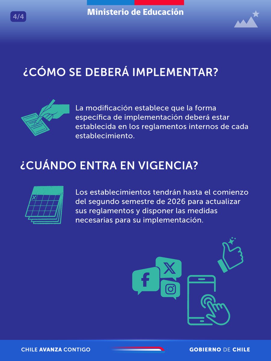📱 Por amplio acuerdo se aprobó hoy la modificación a la Ley General de Educación que prohíbe y regula el uso de dispositivos digitales en establecimientos educacionales. 

¡Desde el Ministerio de Educación celebramos este avance, que fortalece la educación digital!
