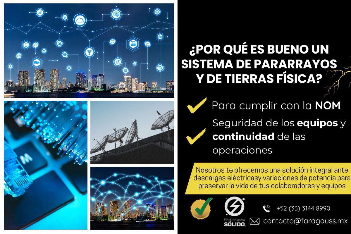 FaragaussMx's tweet image. #Faragauss es tu mejor aliado, evolucionamos los sistemas de #TierrasFísicas y #Pararrayos con la más alta tecnología para proteger de las personas y su patrimonio.