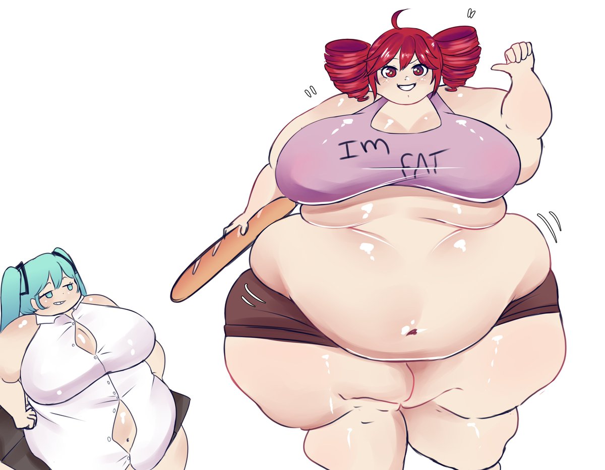 Fatcakeke's tweet image. Miku proudly watches as Teto is now truly fat

Always inspiring others