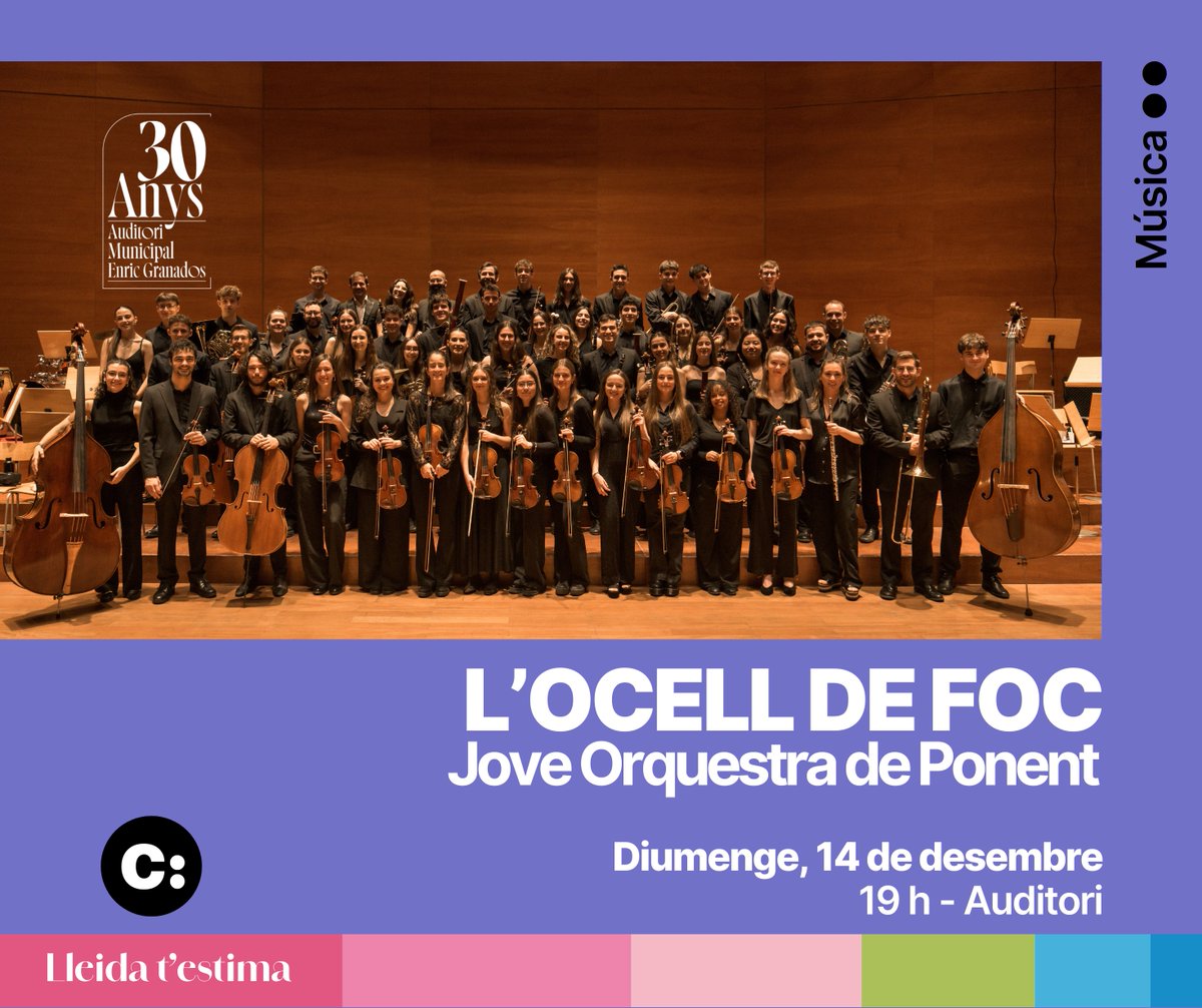 L’Ocell de Foc en directe a l’Auditori! En mans de la Jove Orquestra de Ponent i sota la direcció de Miquel Massana ⭐️

📅 Diumenge, 14 de desembre
⏰ 19 h
📌 Sala 1
🎫 Entrada general 10 € | Amic/ga Cultura Lleida 9 €
ℹ️auditorienricgranados.cat