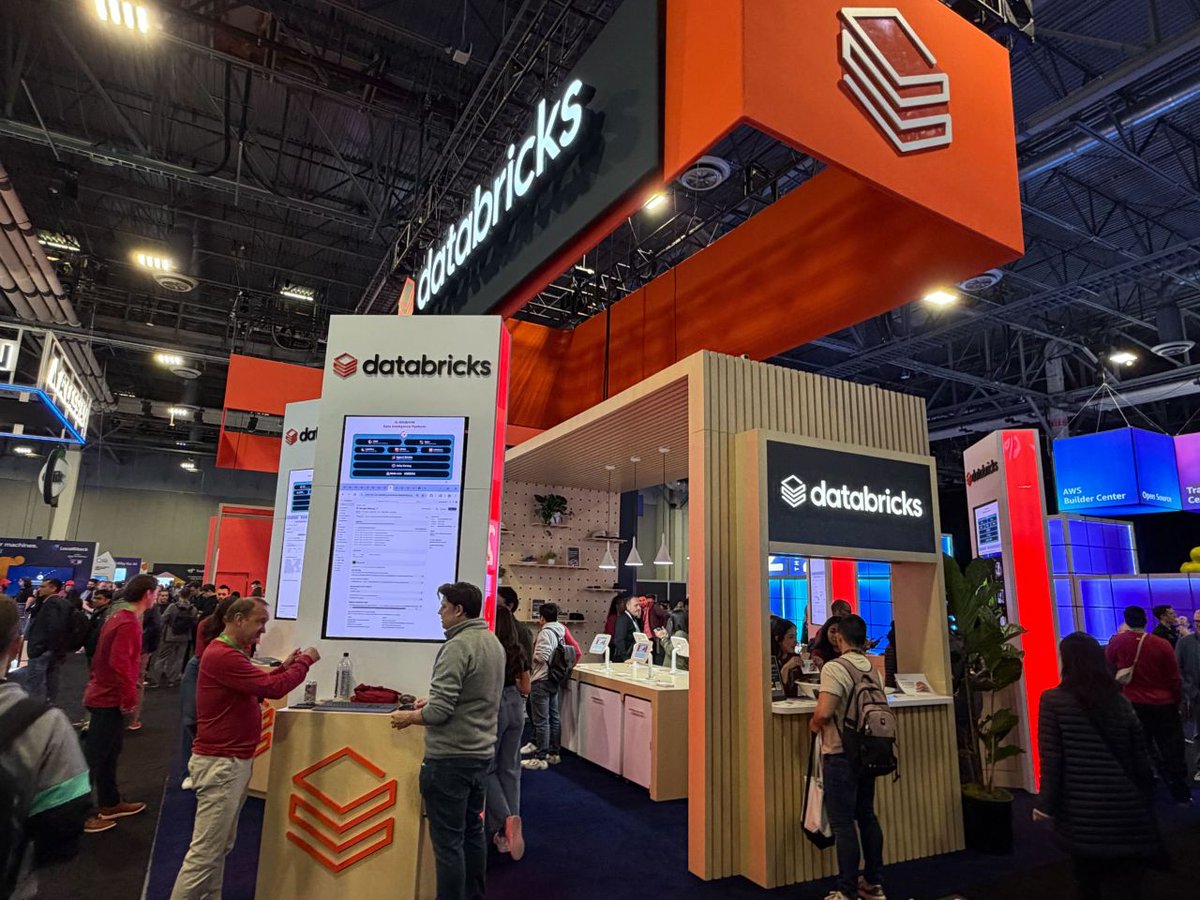 databricks's tweet image. The #AWSreInvent Expo is officially open!

Visit the Databricks booth to meet the team, see Agent Bricks in action, and explore what’s new across data, analytics, and AI. Join our sessions this week to go deeper: databricks.com/lp/event/reinv…