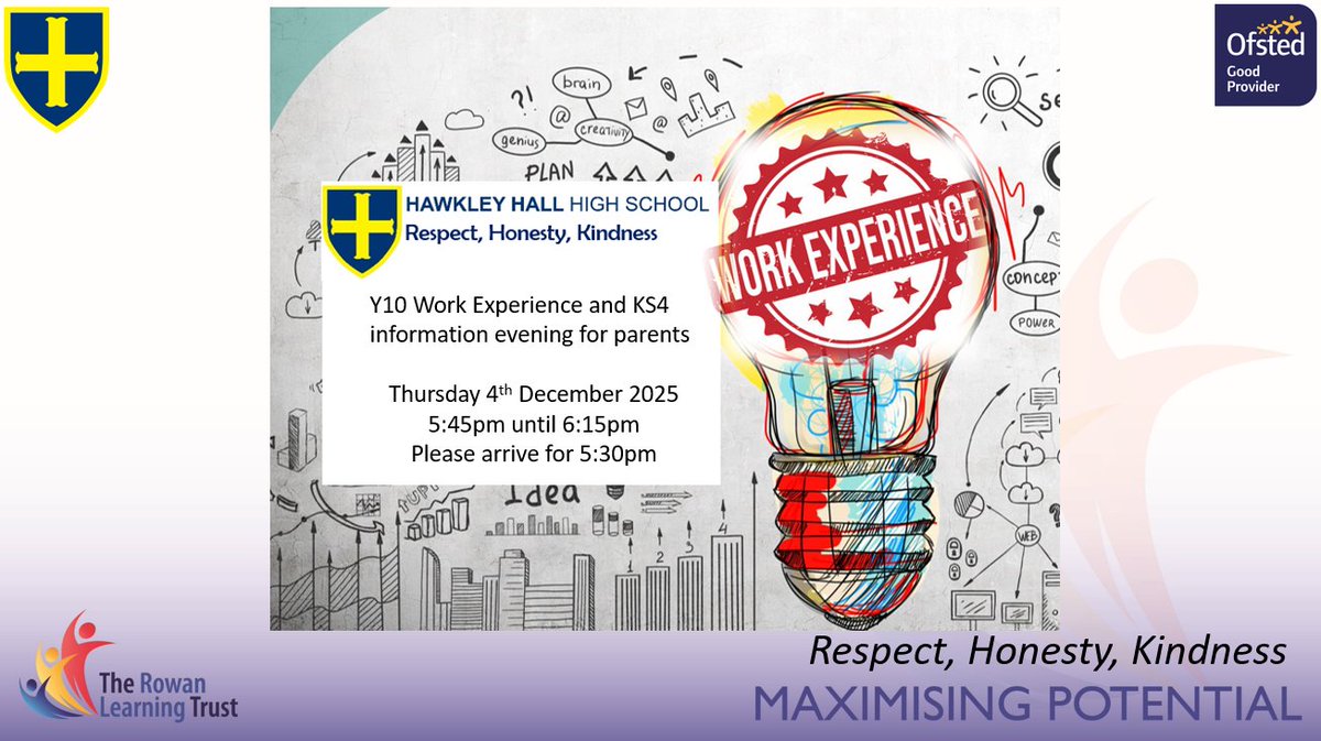 HawkleyHHS's tweet photo. We are very excited to welcome our students along with their respective parents / carers to our work experience information evening this Thursday. We look forward to seeing you there

 #workexperience #informationevening #welcomestudents https://t.co/98qY1hhDis