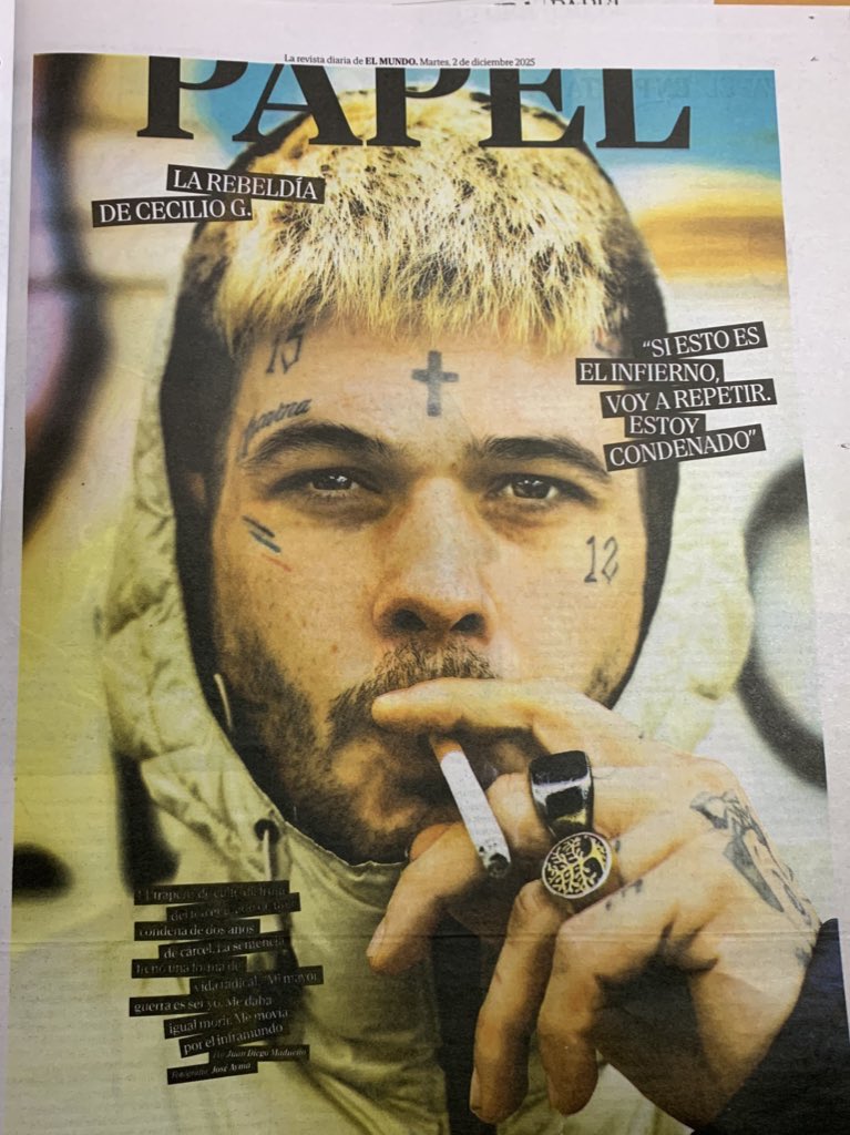 danicaballerou's tweet photo. 🔴 “Cuando uno ve a un demonio de verdad gira la cara, yo le he dado la mano a algunos. Es violento para la mente”

Primera -y gran- entrevista a Cecilio G en @elmundoes tras haber obtenido el tercer grado. 

Hace 2 años fue detenido por causas pendientes cuando renovaba el DNI https://t.co/4QWVOy5mXu