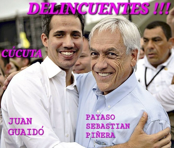 Rodrigo21225734's tweet photo. Cuando los pinochetistas y FACHISTAN te hablen de migraciones,venezolanos,
sicarios,motochorros,
frontera con Perú y Bolivia,muestrales esta foto!El ladrón del #BancoDeTalca @sebastianpinera💩 fue a CUCUTA a buscar al TREN DE ARAGUA!🤦♂️🤦
#KastEsUnPeligroParaChile #EstoyConJara https://t.co/rBCs8bRFhC