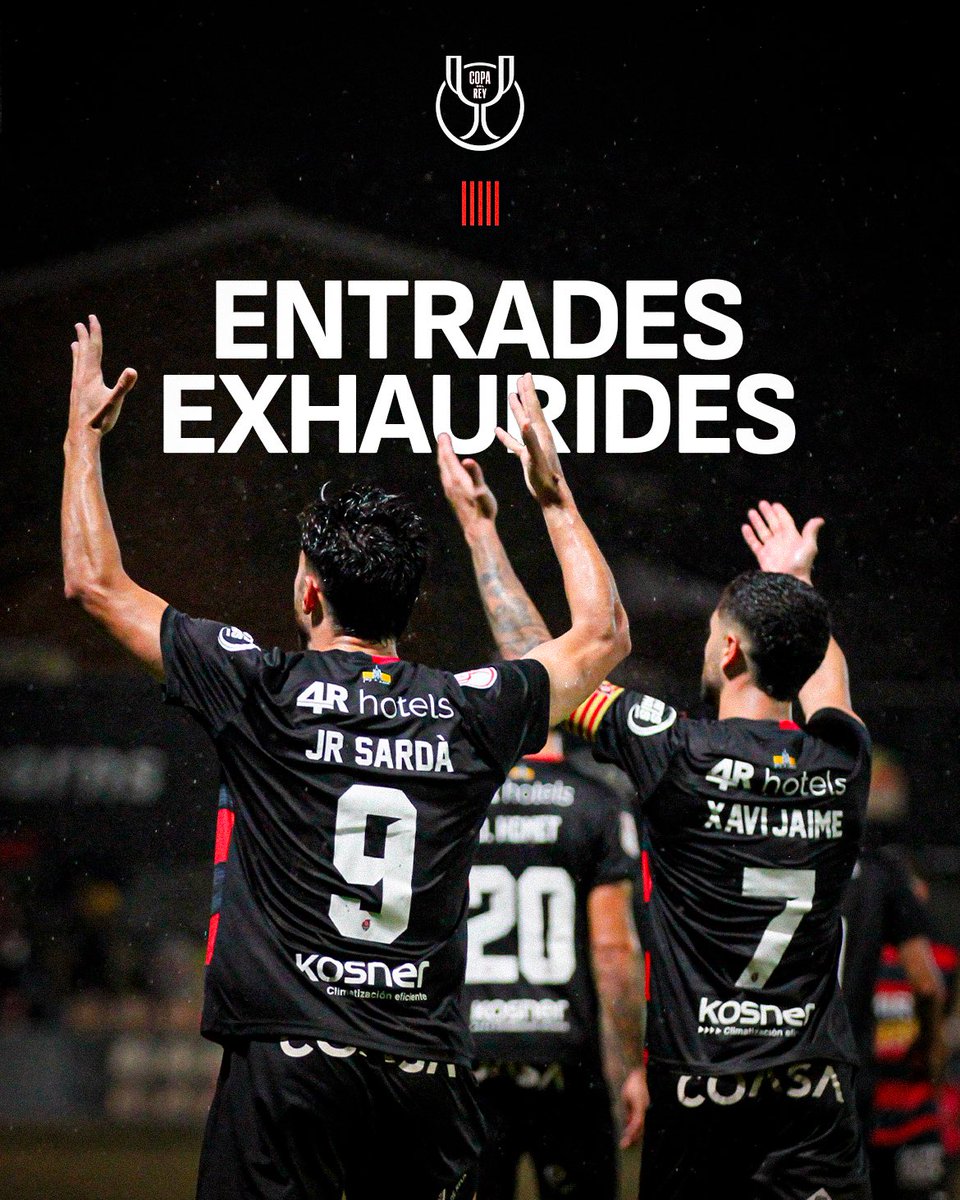 🏆 HEM FET HISTÒRIA, ROIGS-I-NEGRES! ❤️🖤

𝙎𝙊𝙇𝘿 𝙊𝙐𝙏 a l’Estadi Municipal pel partit de Copa del Rei davant la Reial Societat 🏟️

Quines ganes del partit de demà, família 🔜❤️‍🔥