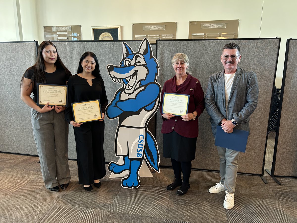 CSUSBNews's tweet image. CSUSB's Palm Desert Campus celebrated student achievement at the 2025 Student ShowCASE! 💼✨ 67 Students showcased projects in research and creative work, with top winners recognized by faculty jurors.🏆👏 
Read More: bit.ly/4oitGqk 

#Lifeandcareerready #studentshowCASE