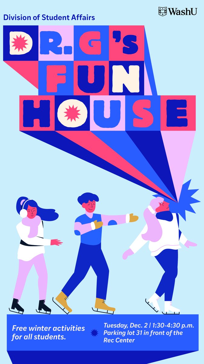 WashURec's tweet photo. Join us for some winter excitement at Dr. G's Fun House! Enjoy food, coffee, inflatables, and an ice skating rink! ⛸️☕🎉 https://t.co/HsC3XwqVYY