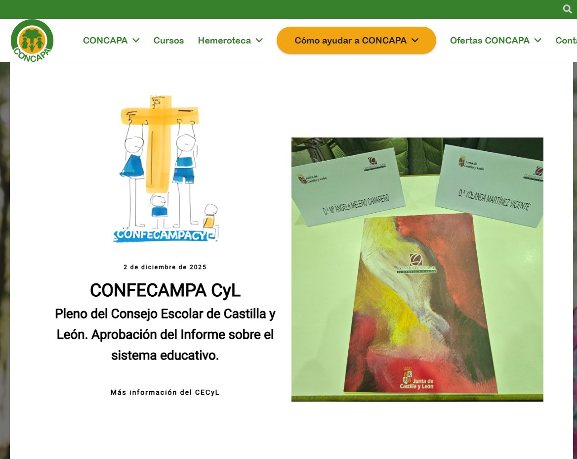 Hoy, 2 de diciembre, Pleno del Consejo Escolar de #CastillayLeón con <a href="/confecampacyl/">CONFECAMPACyL</a> 
Léelo en concapa.org