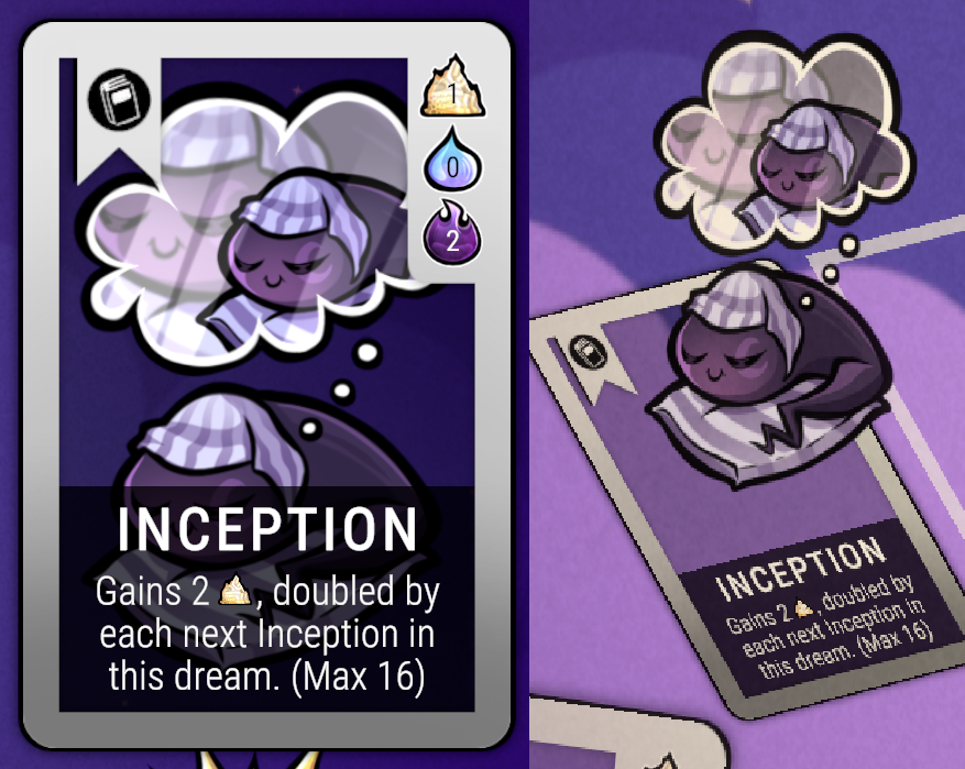Kepsert's tweet image. The artist I've commissioned for my video game thinks her character design for the card "Inception" doesn't fit the name. It's one of my favourites. Mind giving her some love before she wakes up!? 👉👈🥺 #blessthiscard
#gameart #artshare #gamedev